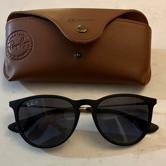 Ray-Ban Accessories - Ray-Ban Matte Black Sunglasses with Brown Case